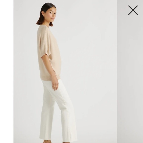 Quince Lightweight Cotton Cashmere Link Stitch Dolman Sweater Oatmeal  S - Picture 11 of 11